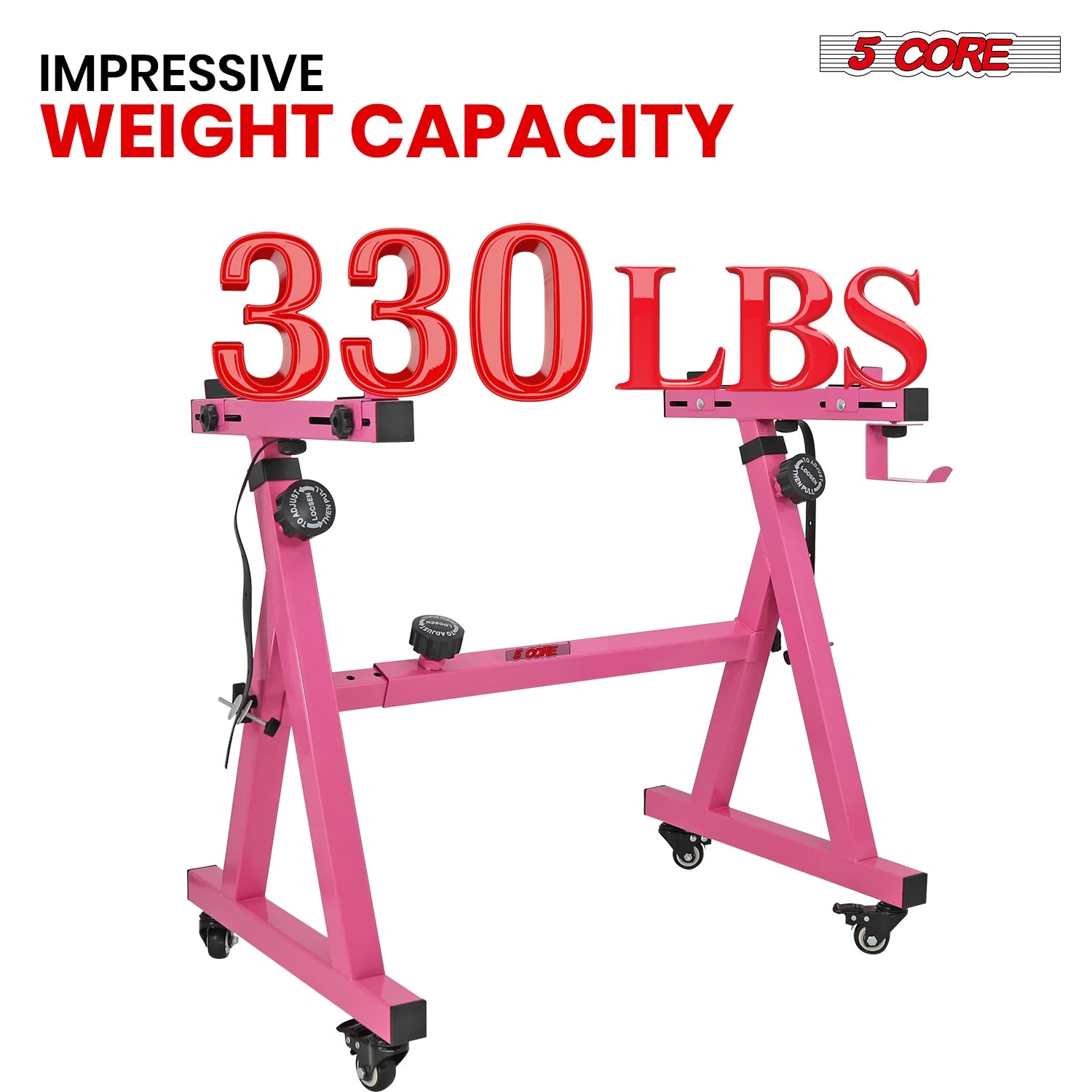 5Core Keyboard Stand Z Style Sturdy Adjustable Electric Piano Riser Holder with Wheels PINK