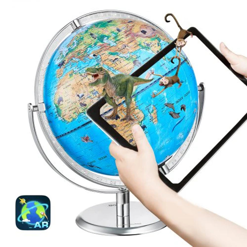 VEVOR Educational Globe for Kids, 10 In/254 Mm, Interactive AR World Globe with AR Golden Globe APP LED Night Lighting 720¡Ã Rotation, STEM Toy Gifts for Kids Compatible with Android or Ios Devices