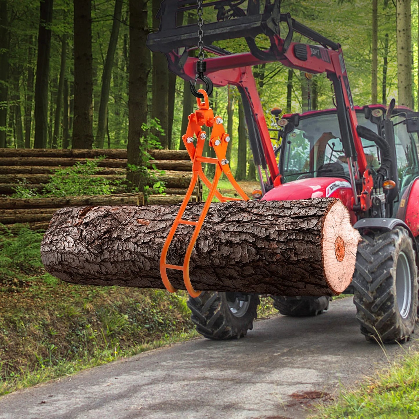 VEVOR Timber Claw Hook, 28 Inch 4 Claw Log Grapple for Logging Tongs, Swivel Steel Log Lifting Tongs, Eagle Claws Design with 2205 Lbs/1000 Kg Loading Capacity for Tractors, Atvs, Trucks, Forklifts