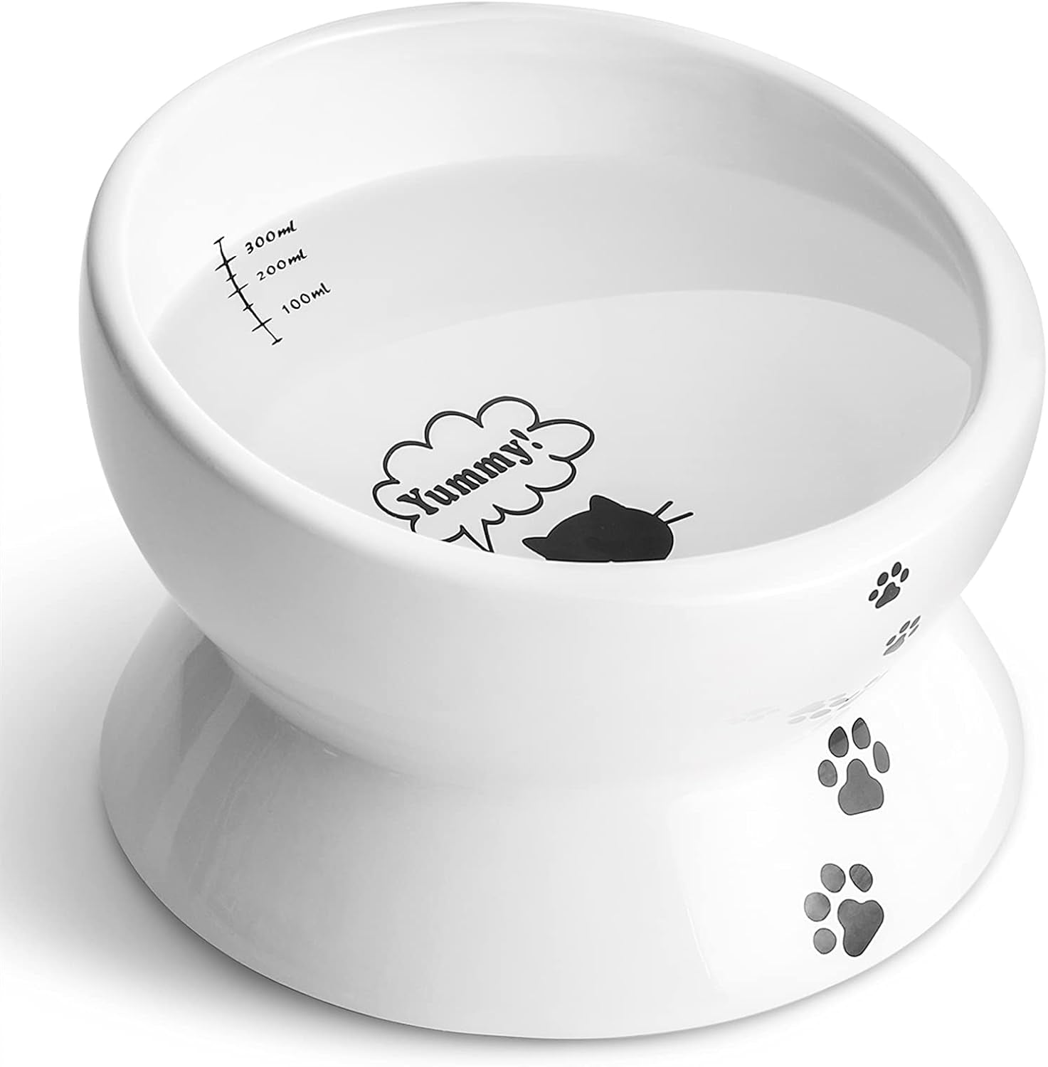 Elevated Cat Food Bowl, Raised Pet Food and Water Bowl for Cat and Small Dog, Tilted Ceramic Water Bowl No Spill,15Oz, Dishwasher Safe